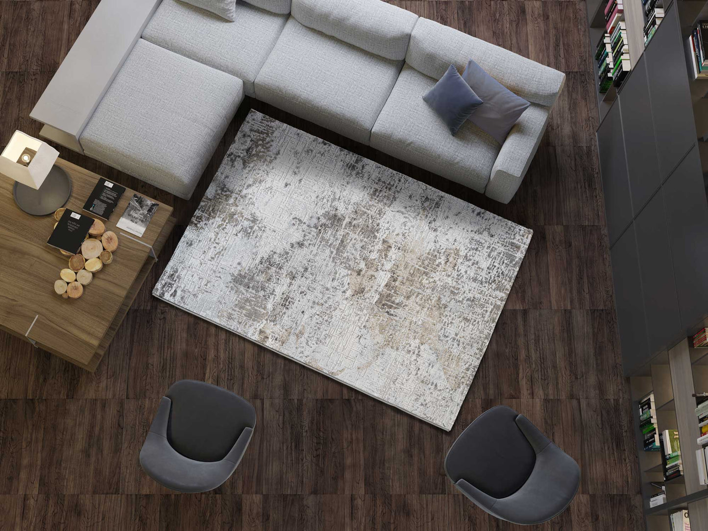 Moma Alfombra vintage en viscosa Arlette 11 Beige ambiente