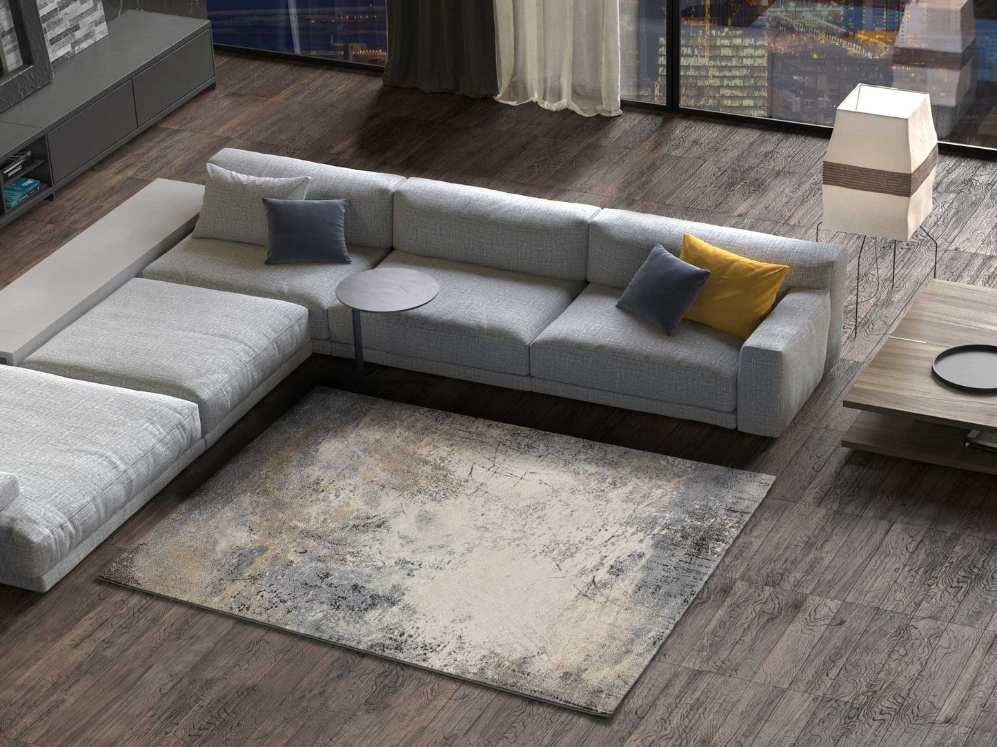 Moma Alfombra abstracta Beire 12658 Beige ambiente