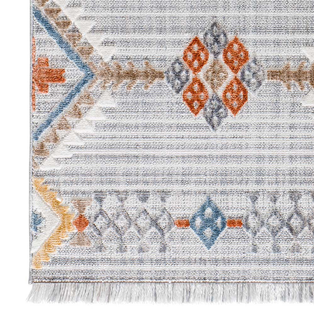 Moma Alfombra étnica con relieve y flecos Broadway 5183 Multi esquina