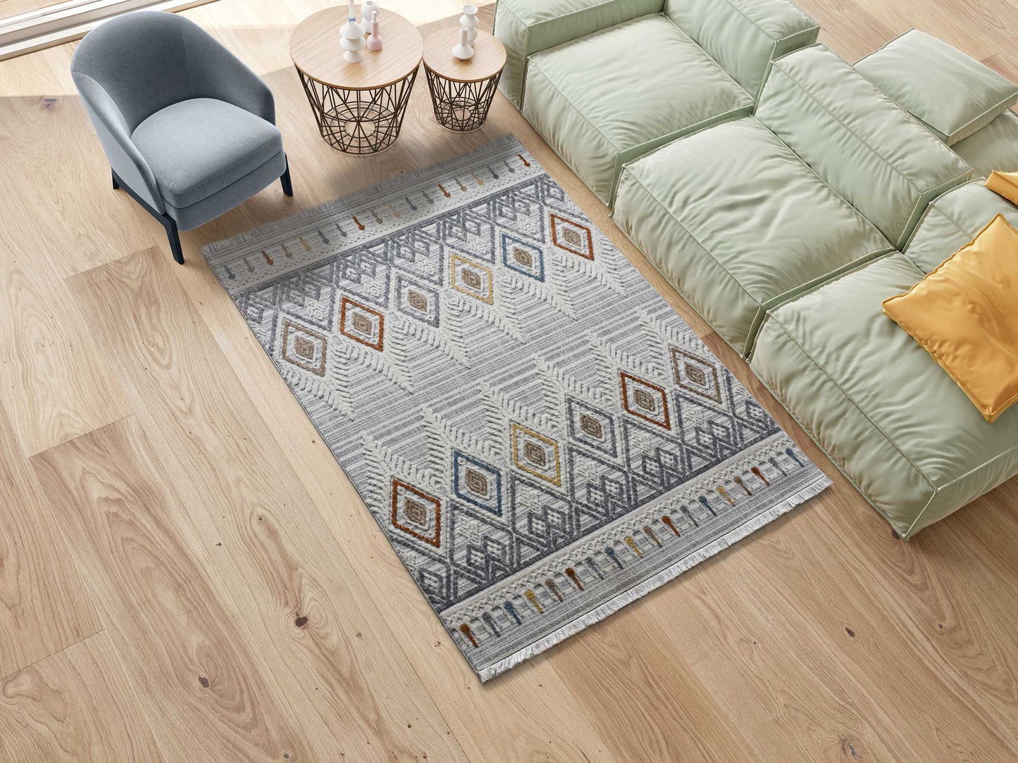 Moma Alfombra étnica con relieve y flecos Broadway 5184 Multi ambiente