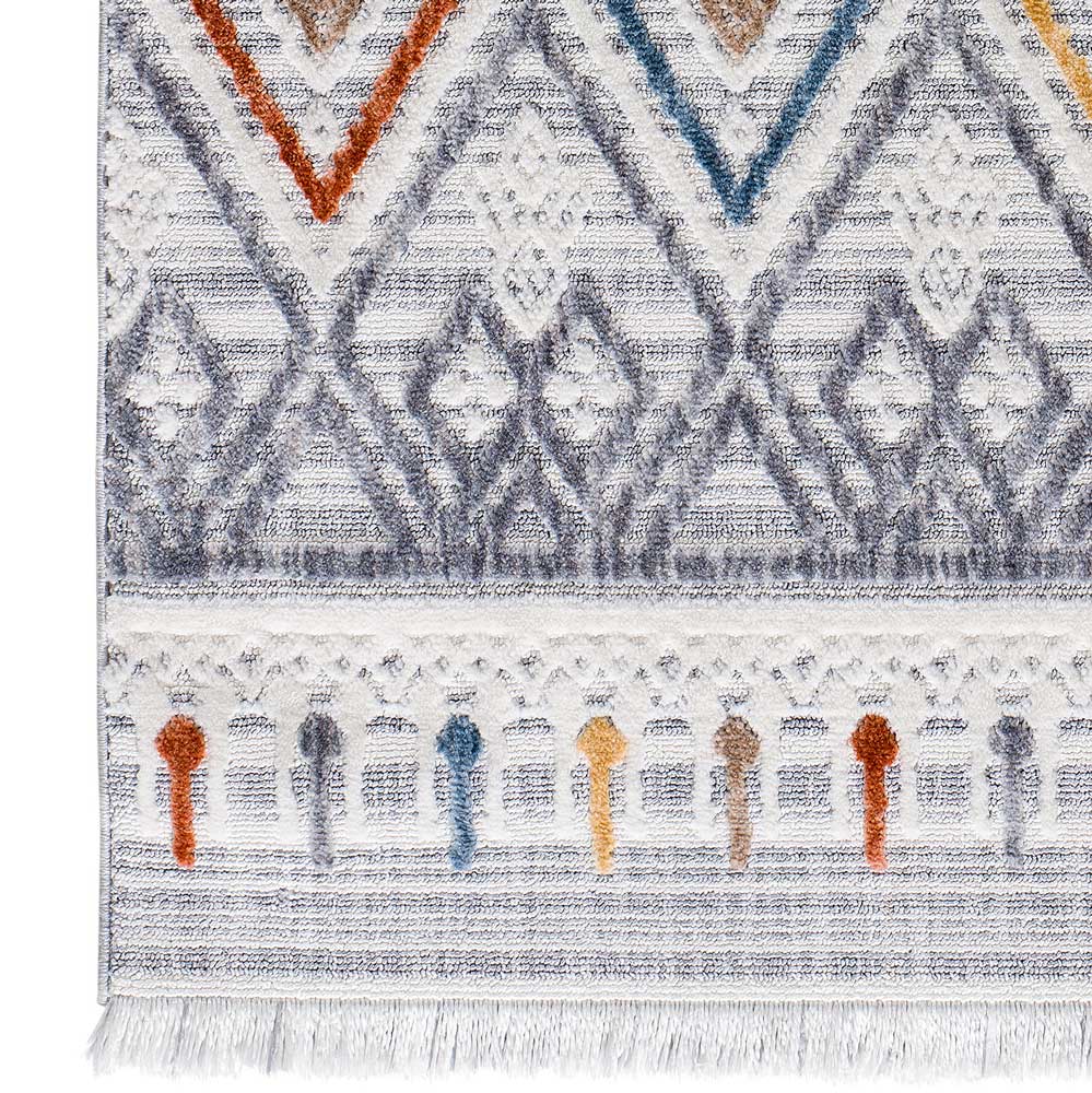 Moma Alfombra étnica con relieve y flecos Broadway 5184 Multi esquina