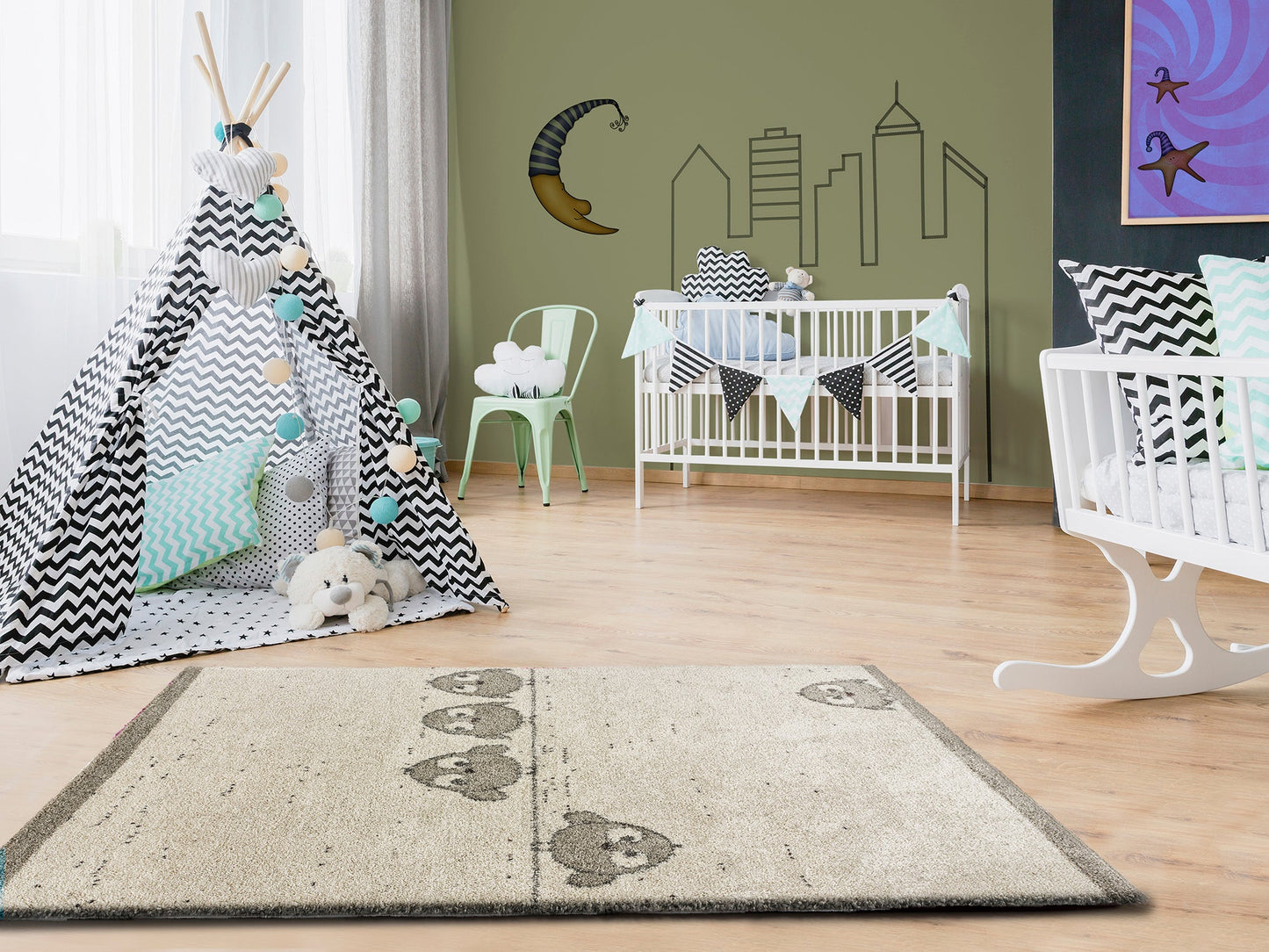 Moma Alfombra infantil Cranberry 662 Blanco 115x170 cm ambiente