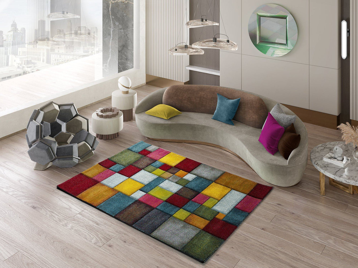 Moma Alfombra geométrica Harlequin 40006 Multi Ambiente
