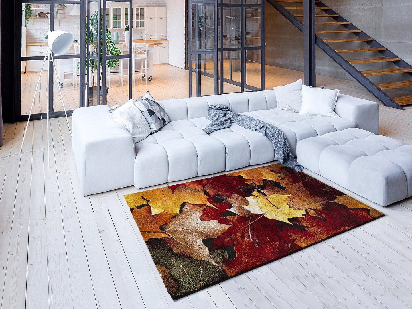 Moma Alfombra con hojas Koby 24079 Multicolor Ambiente