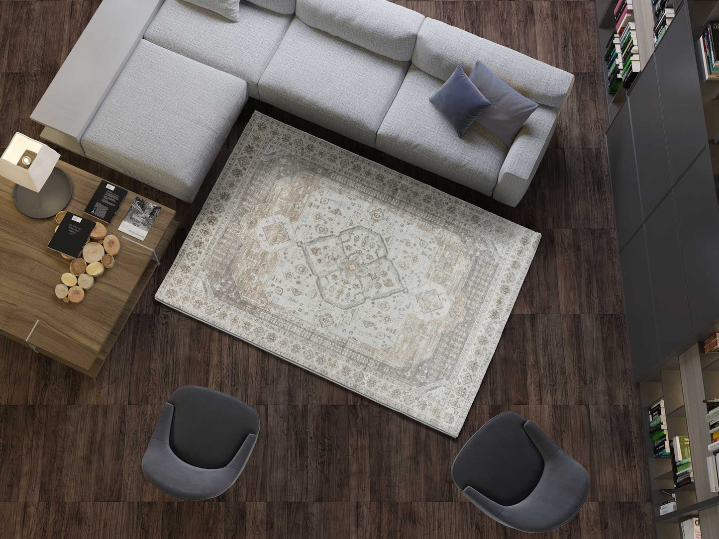 Moma Alfombra vintage en viscosa Legacy 155 Caldera ambiente