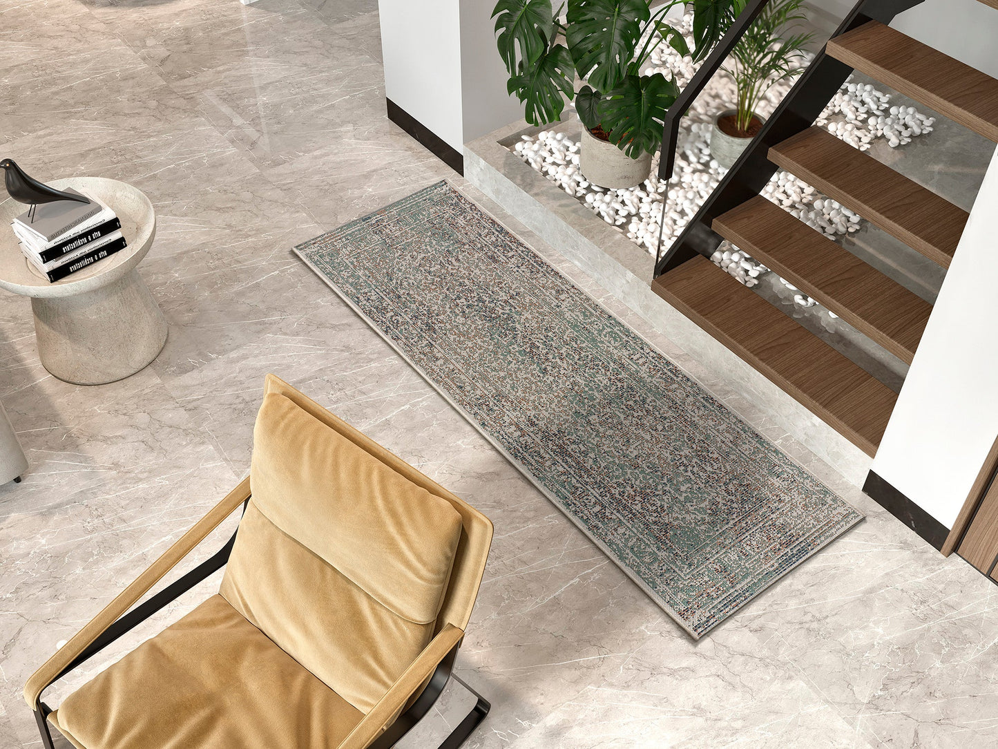 Moma Alfombra de exterior vintage Lucca 101 Multicolor 65x200cm ambiente