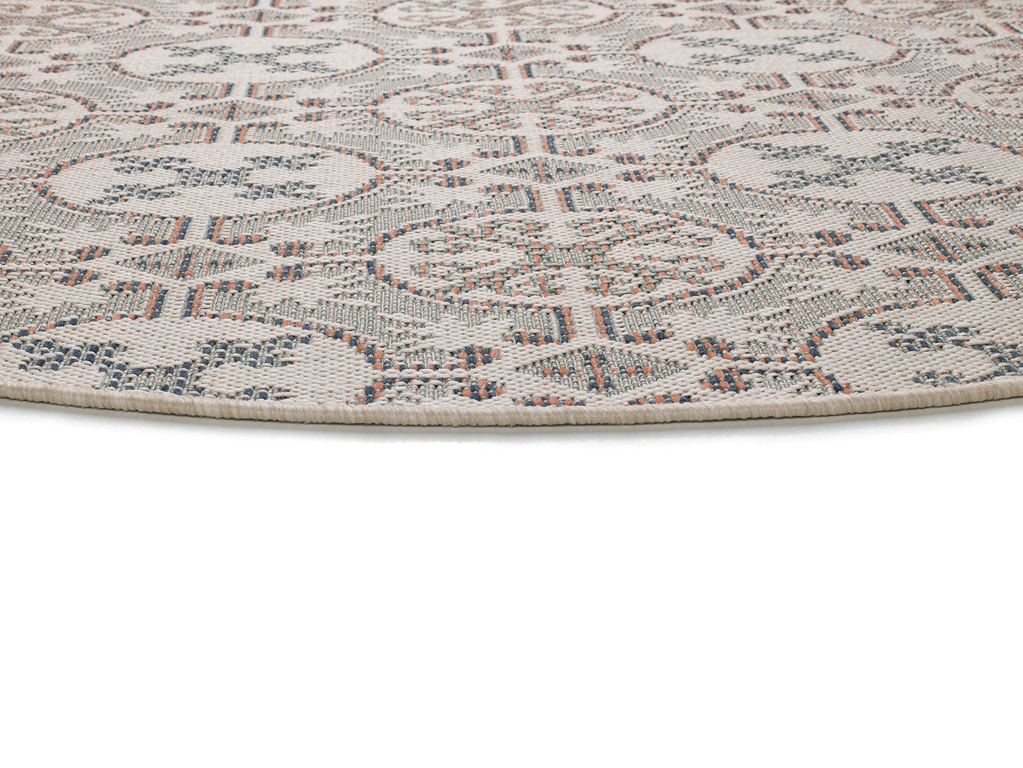 Alfombra redonda de exterior Lucca 6108 Multicolor Ø115 cm macro