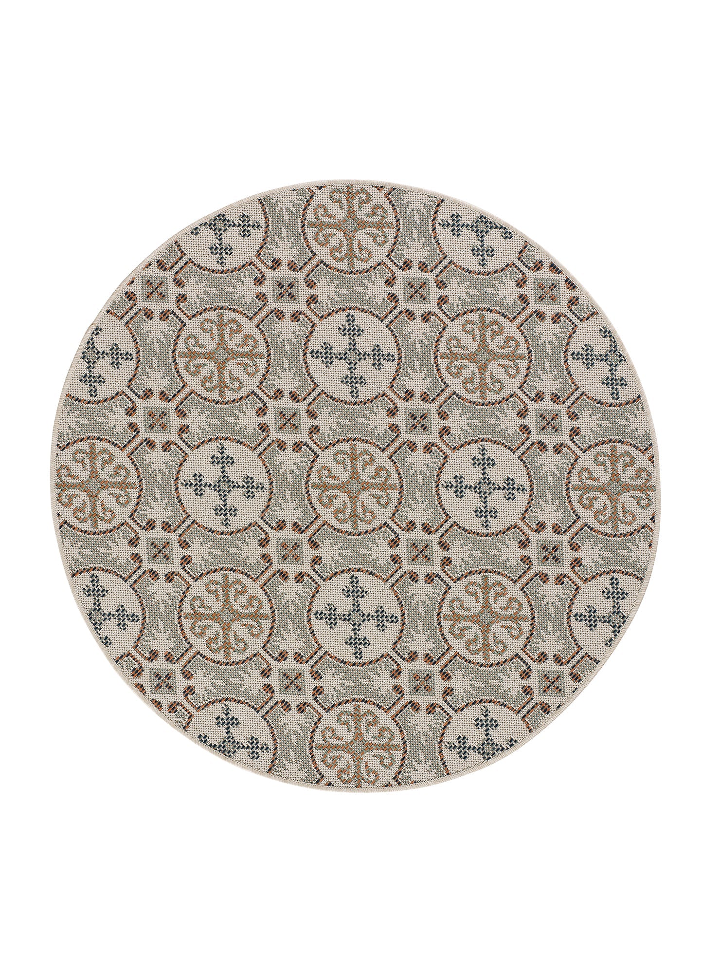 Moma Alfombra hidráulico Indoor-Outdoor Lucca 6108 Multicolo redonda