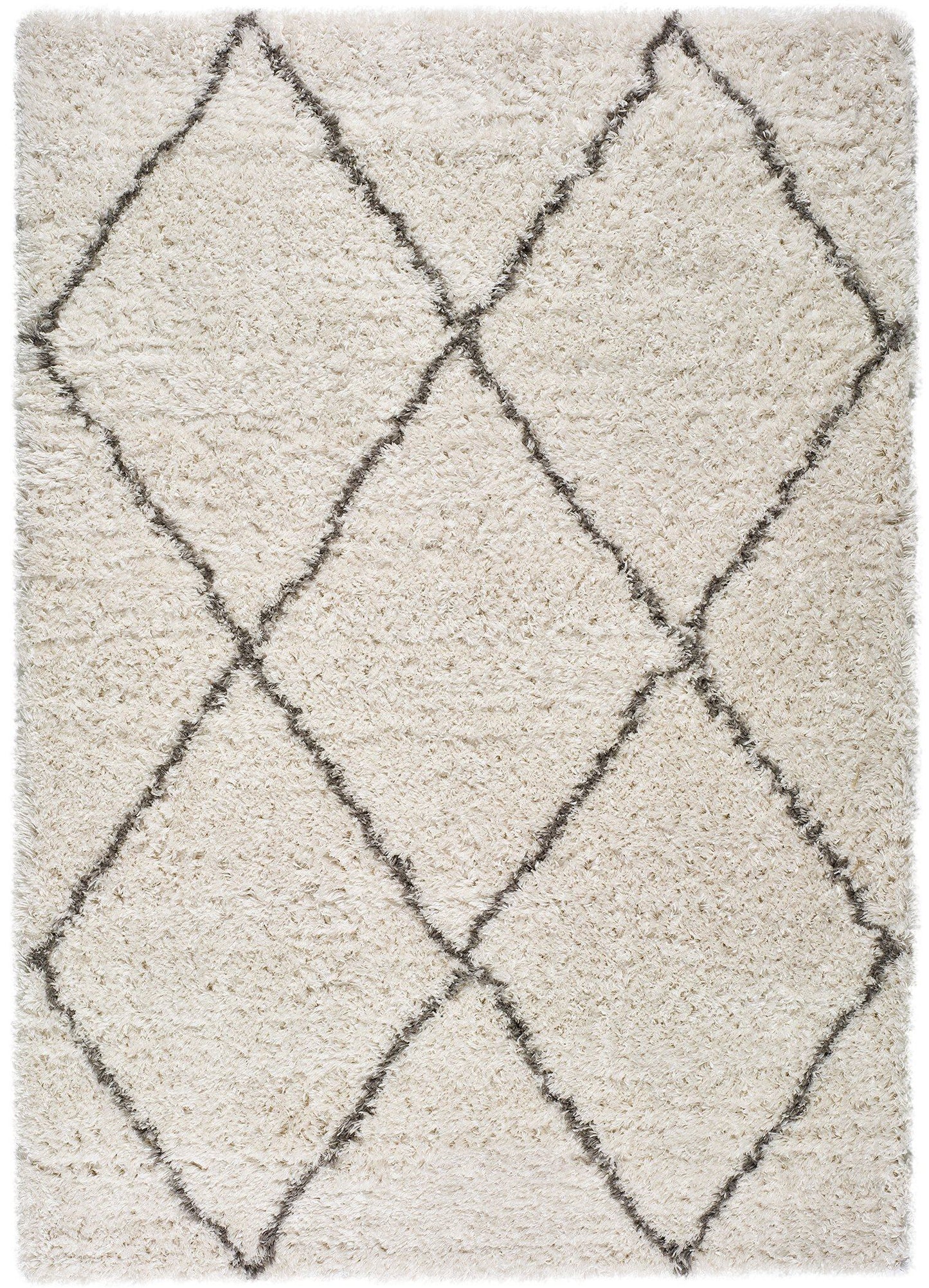 Moma Alfombra shaggy rombos Lynn 7902 blanco