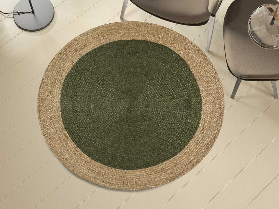 Moma Alfombra redonda de yute Mahon 396 verde ambiente