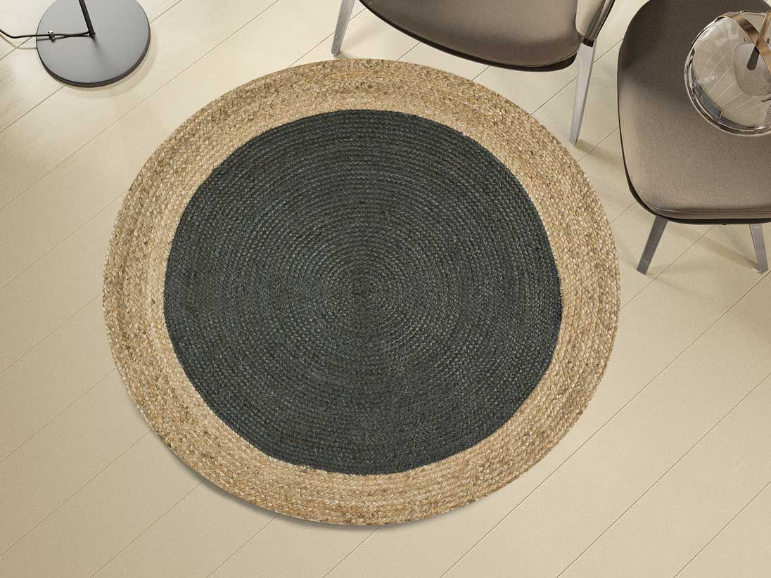 Moma Alfombra redonda de yute Mahon 396 gris ambiente