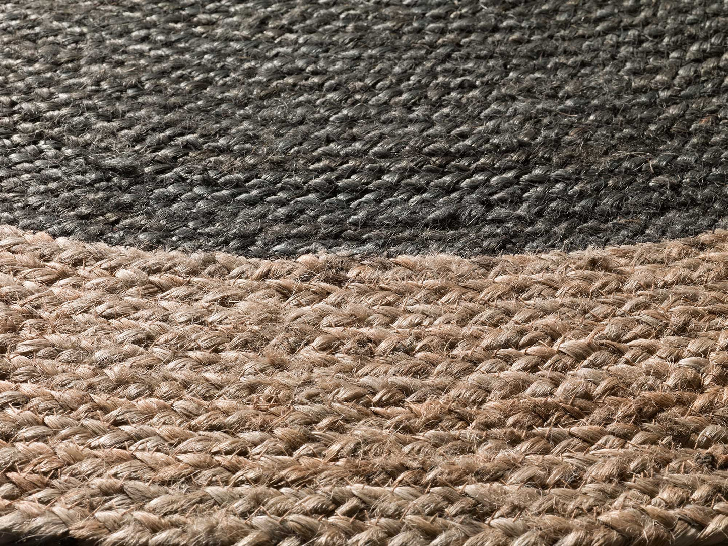 Moma Alfombra redonda de yute Mahon 396 gris detalles