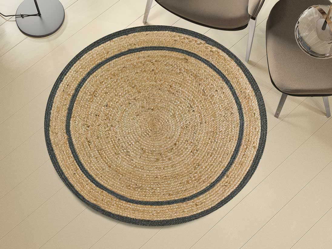 Moma Alfombra redonda de yute Mahon 397 Gris