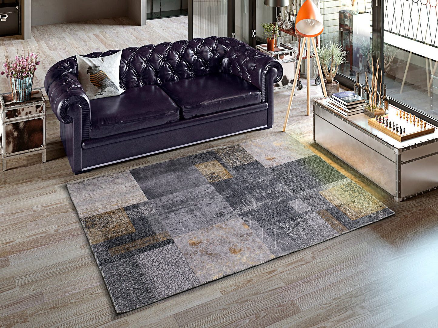 Moma Alfombra vintage Neila 1300 Gris ambiente