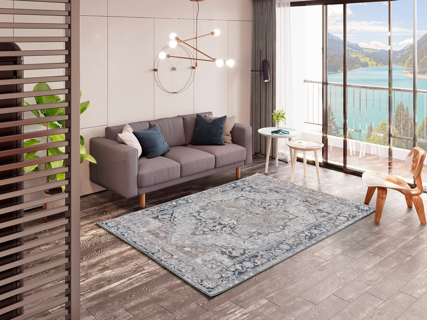 Moma Alfombra vintage Neila 1304 Gris ambiente