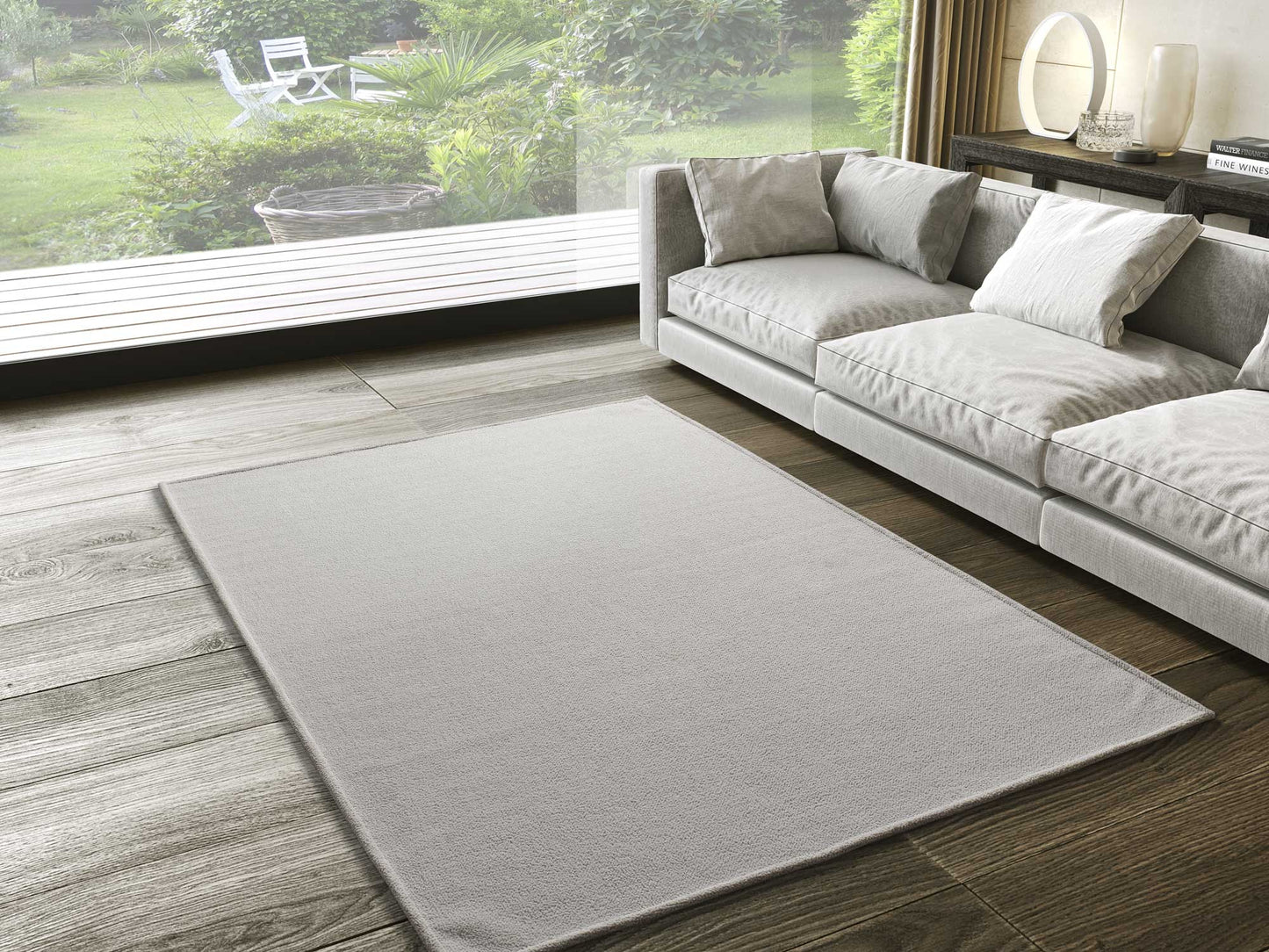 Moma alfombra saffi liso blanco ambiente