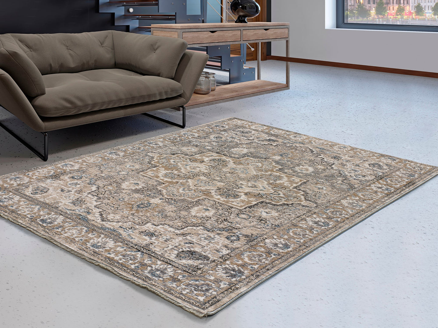 Moma Alfombra vintage Saida 35026 Gris ambiente zoom
