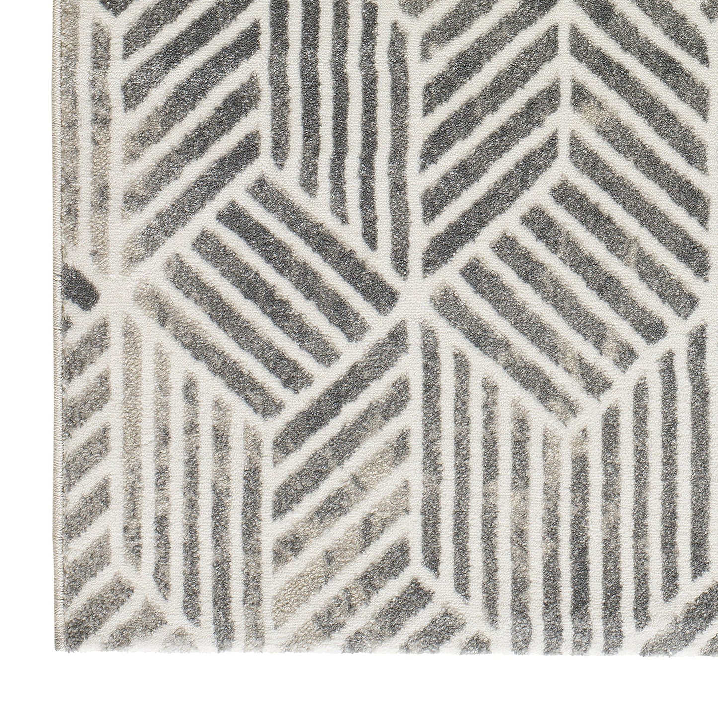 Moma Alfombra geométrica Sensation 12389 Plata esquina