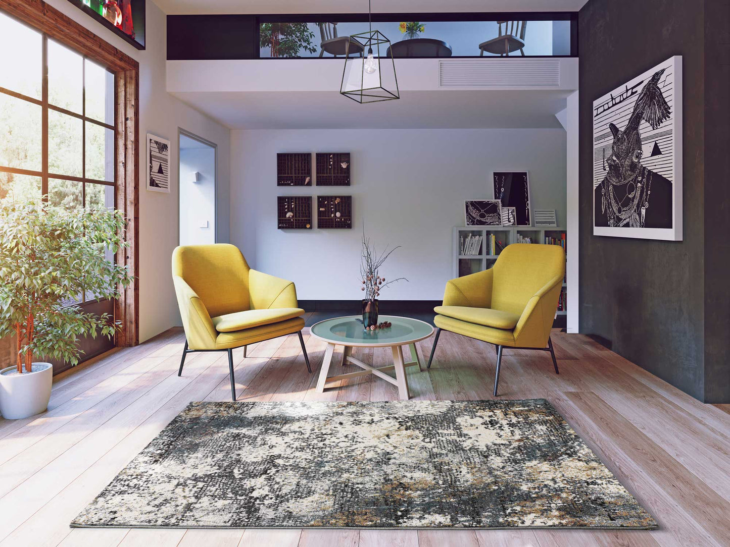 Moma Alfombra moderna Sheki 16765 Gris ambiente