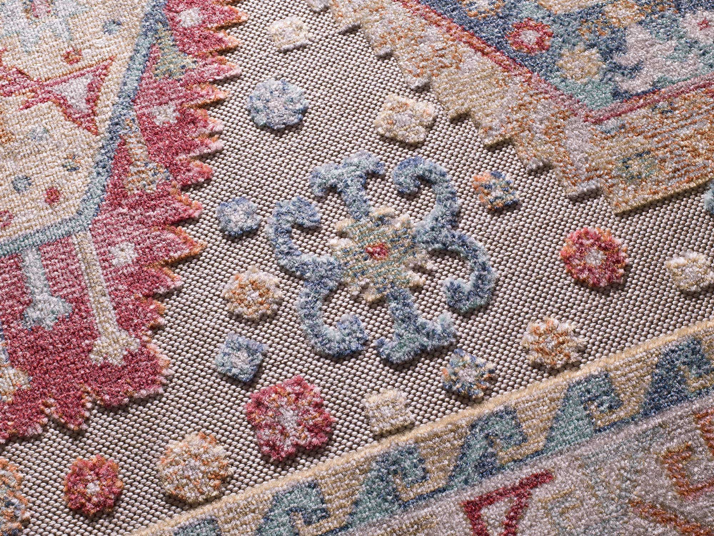 Moma Alfombra de exterior-interior estilo étnico Soley 8091 Multi detalles