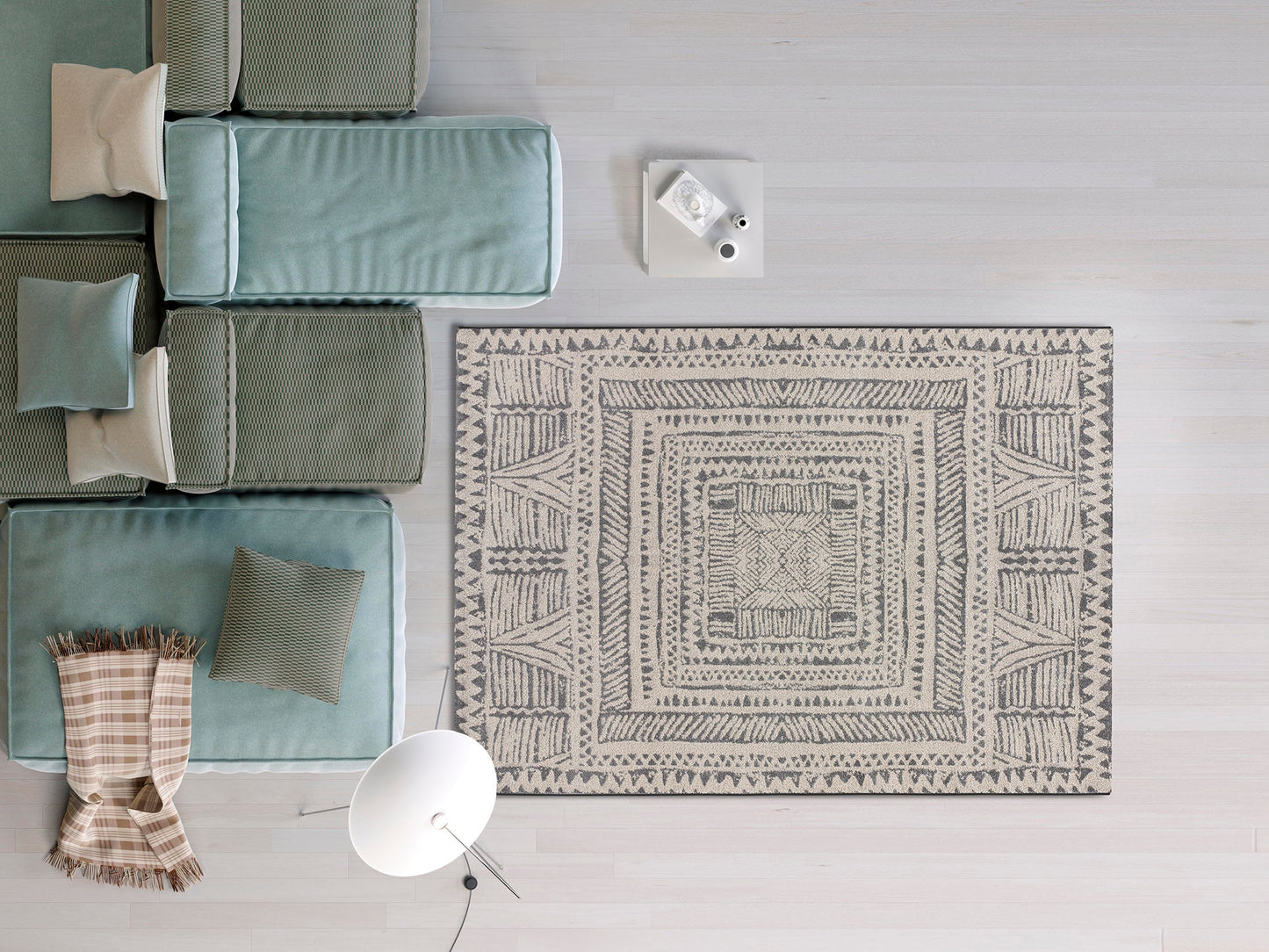 Atticg oAlfombra étnica Sunset 12349 Gris ambiente