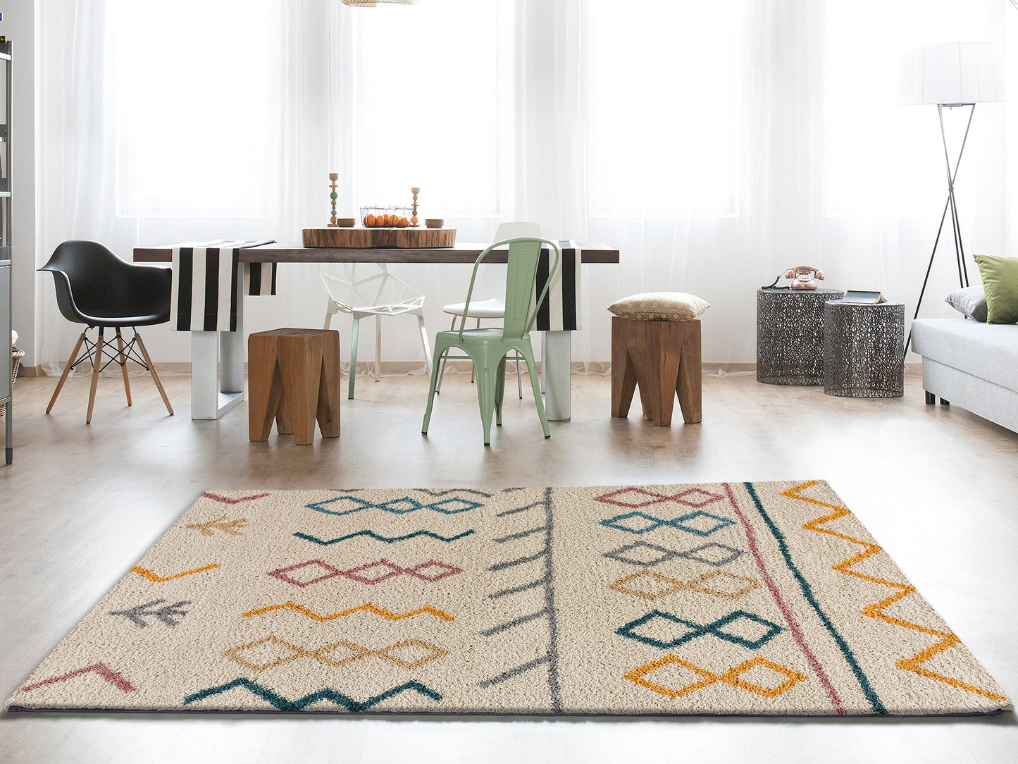 Moma Alfombra étnica de pelo largo Ulai 8653 Multicolor ambiente zoom