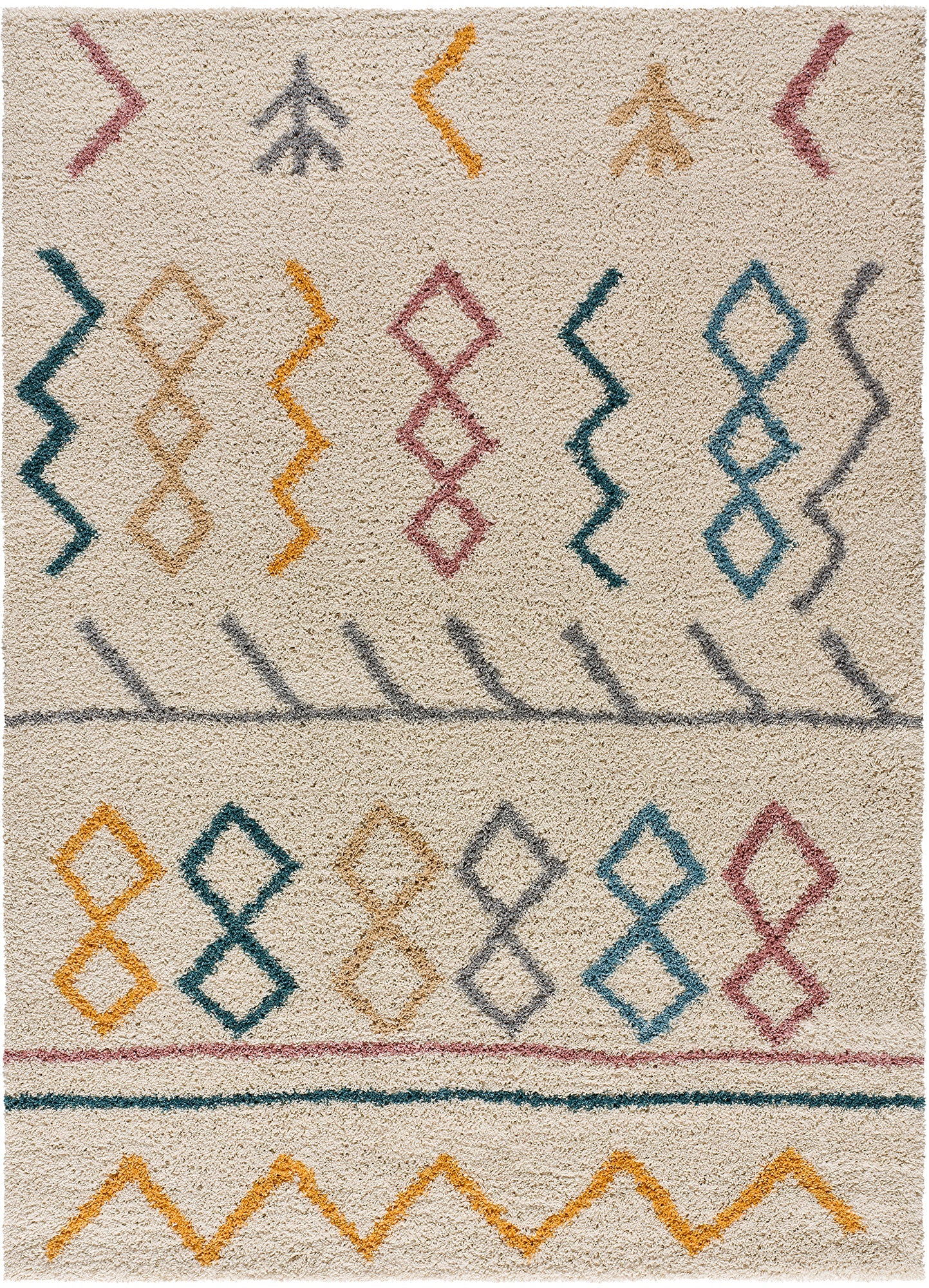 Moma Alfombra étnica de pelo largo Ulai 8653 Multicolor