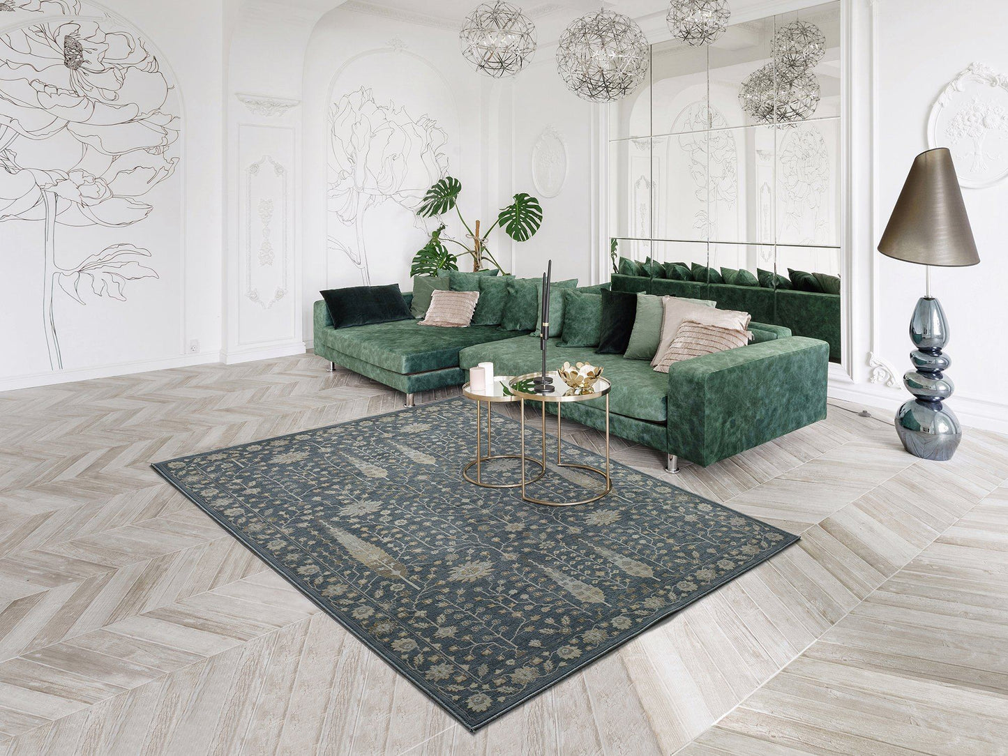 Moma Alfombra Vintage 915 Azul Ambiente