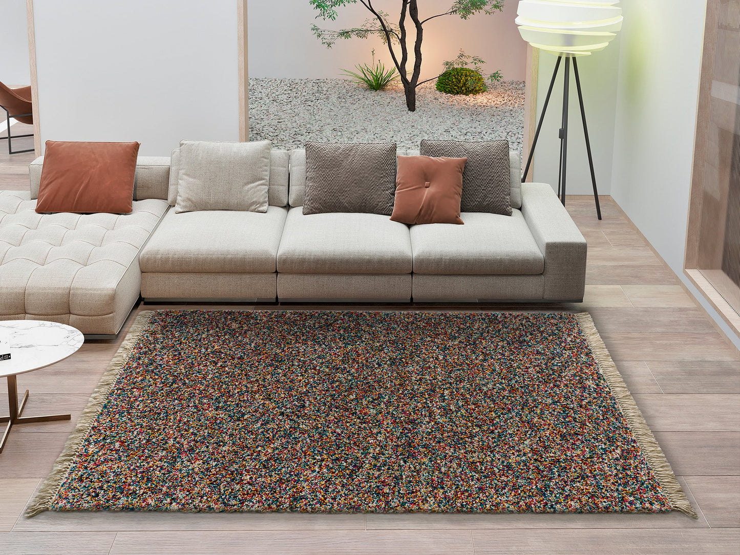 Moma Alfombra de pelo largo con flecos Yebel 003 Multicolor Ambiente
