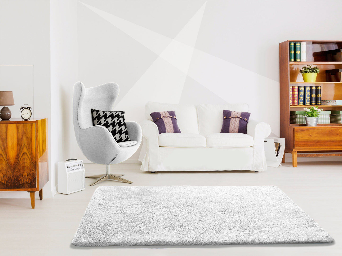 Moma Alfombra Alpaca Liso Blanco Ambiente