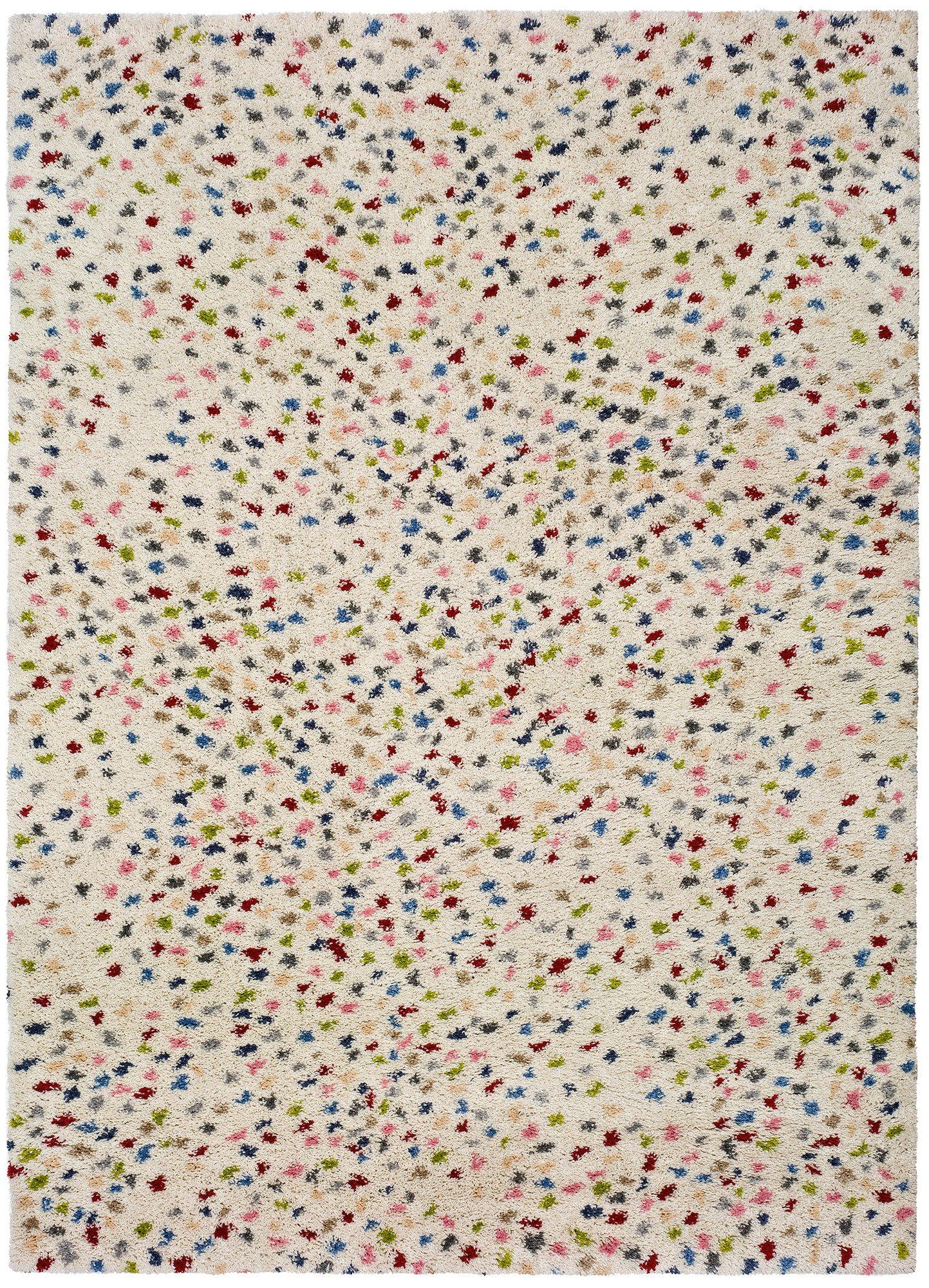 Moma Alfombra shaggy con topos Kasbah 8598 multicolor