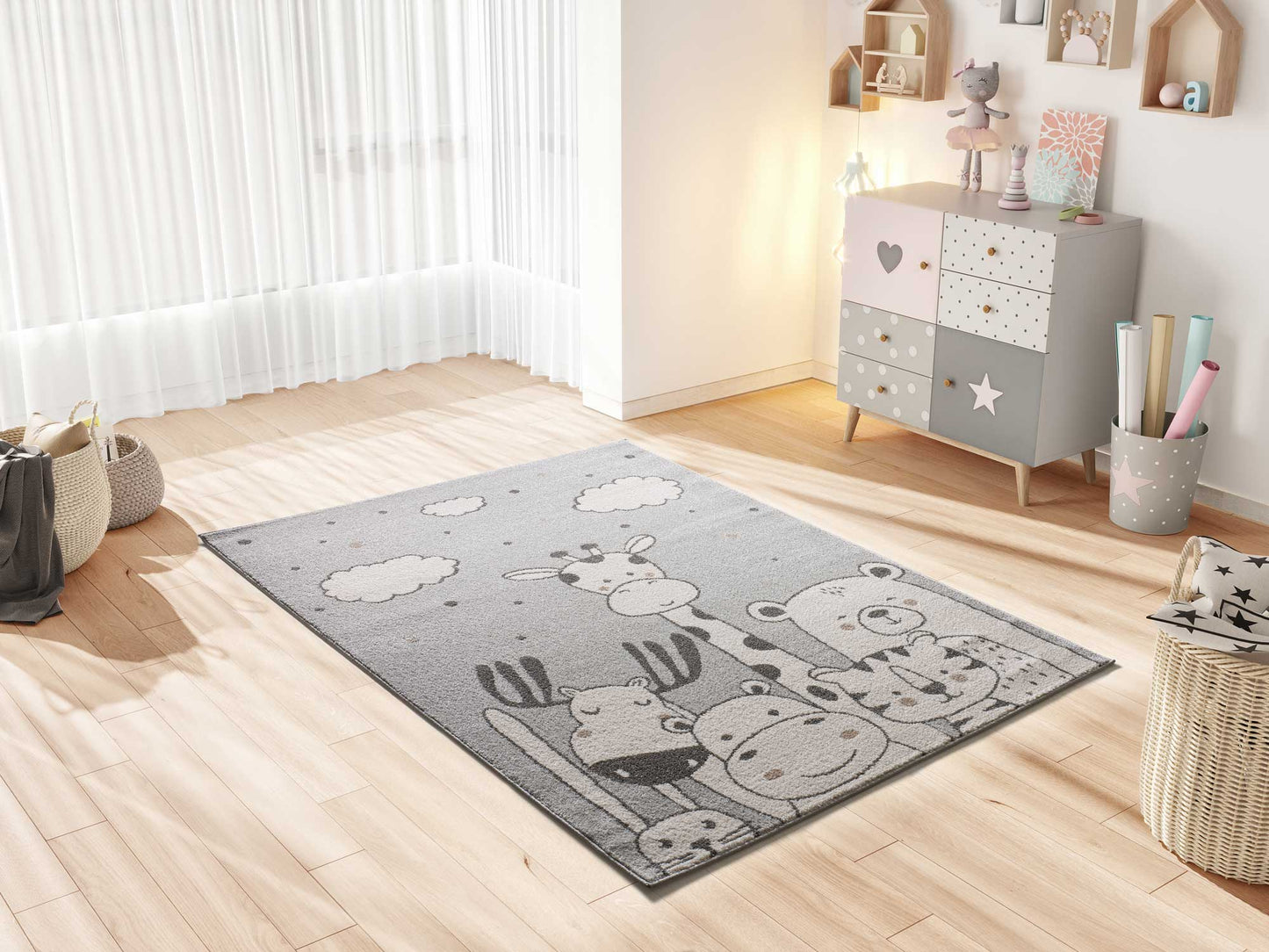 Moma Alfombra infantil Beats 40268 Gris ambiente