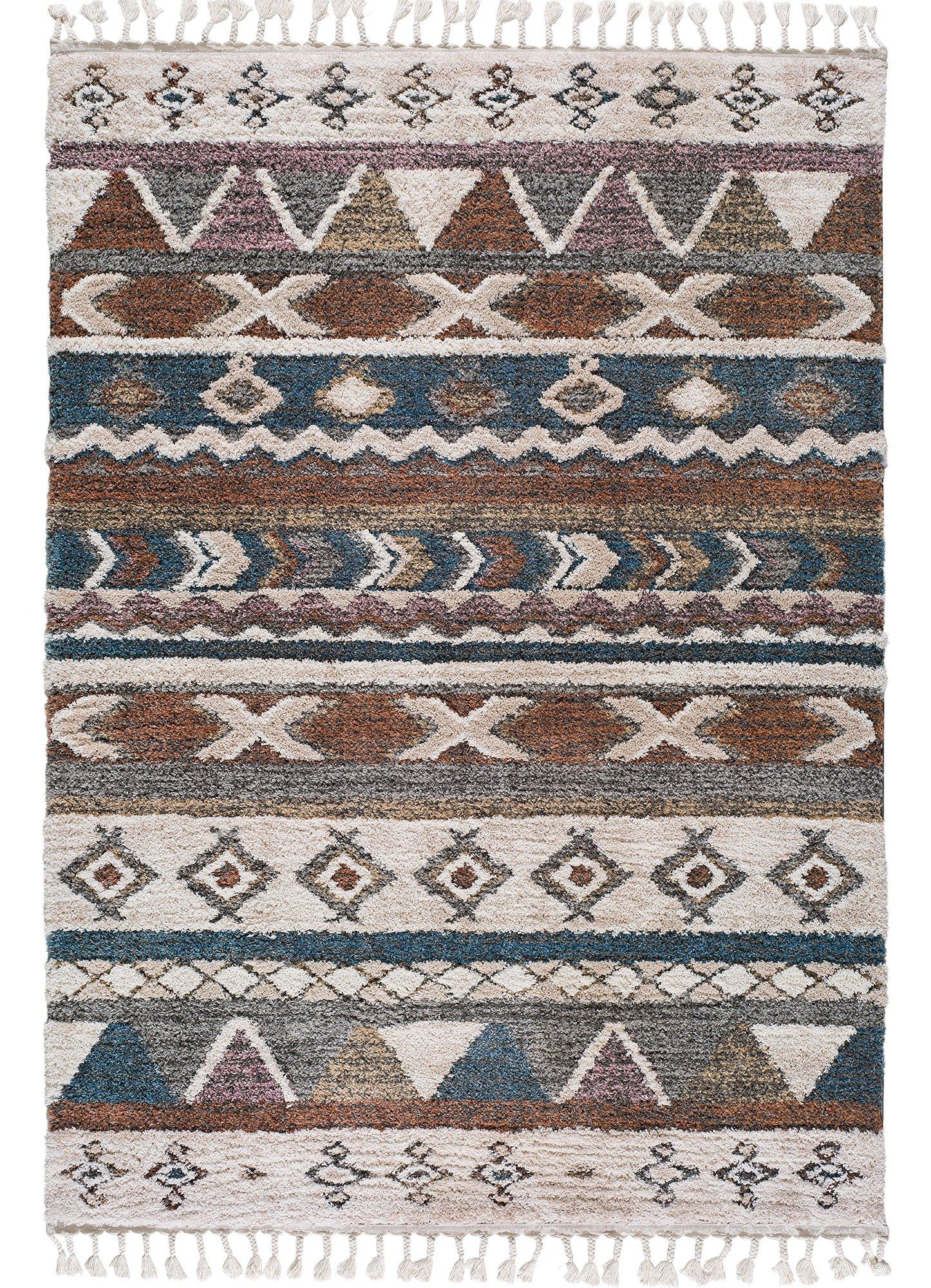 Moma Alfombra étnica con flecos Berbere 80268 Multicolor