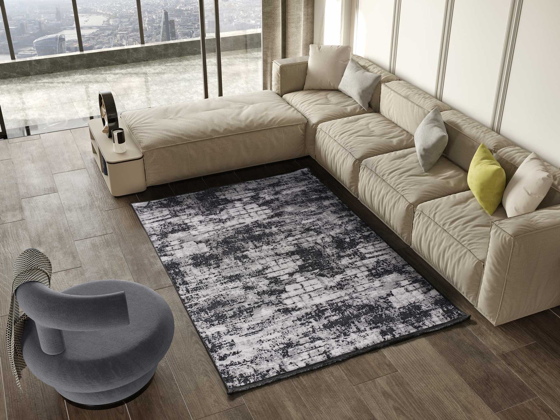 Moma Alfombra vintage Brooklyn 52008 Plata ambiente