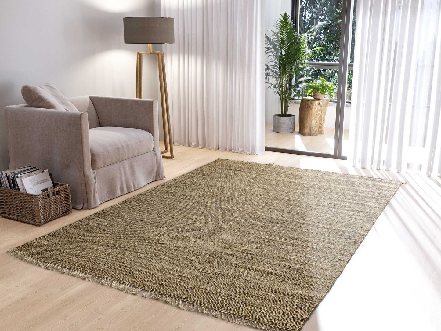 Moma Alfombra de yute con flecos Nako 297 Natural ambiente