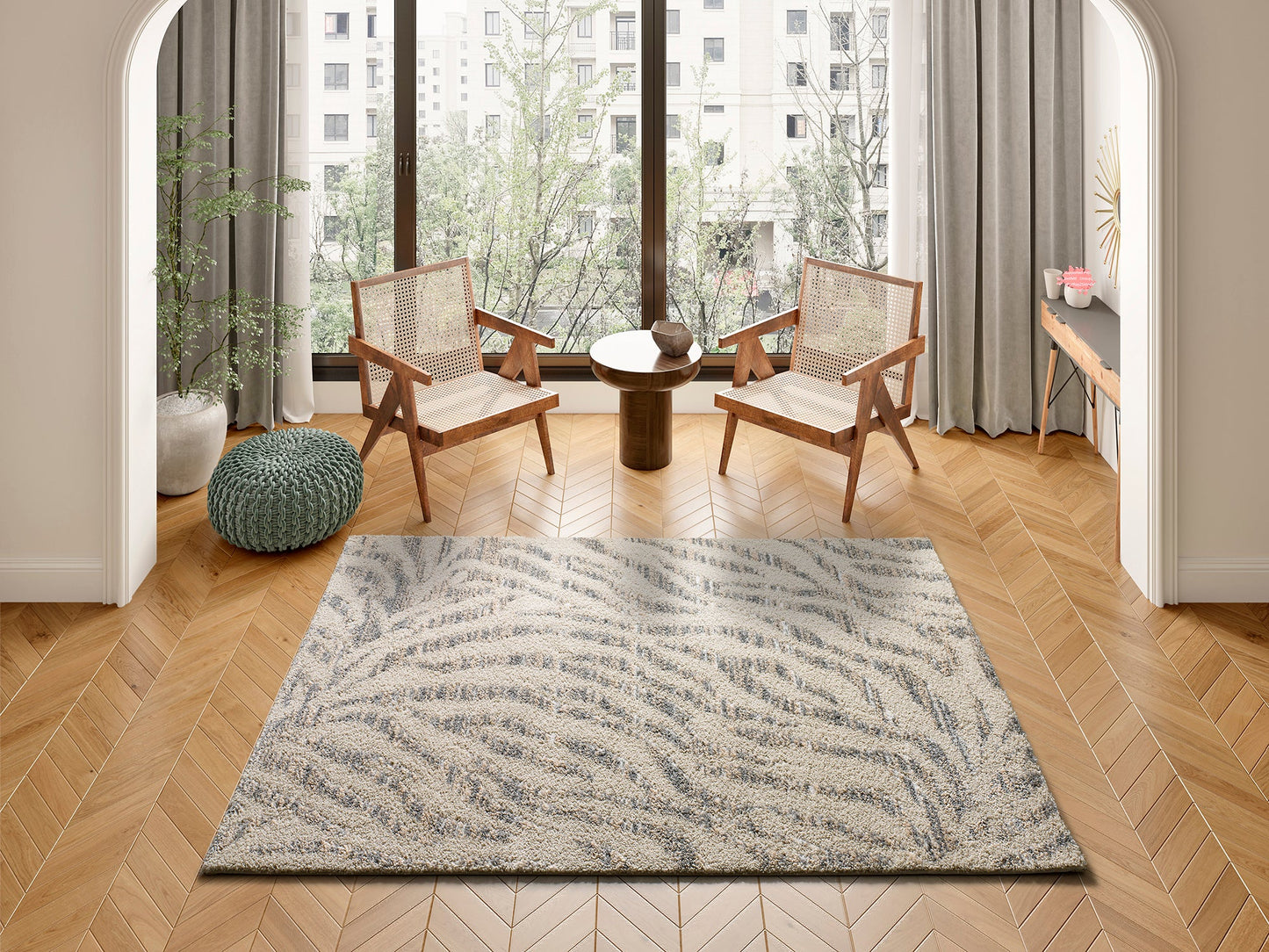 Aticgo Alfombra étnica con relieve Serene 8682 Blanco ambiente