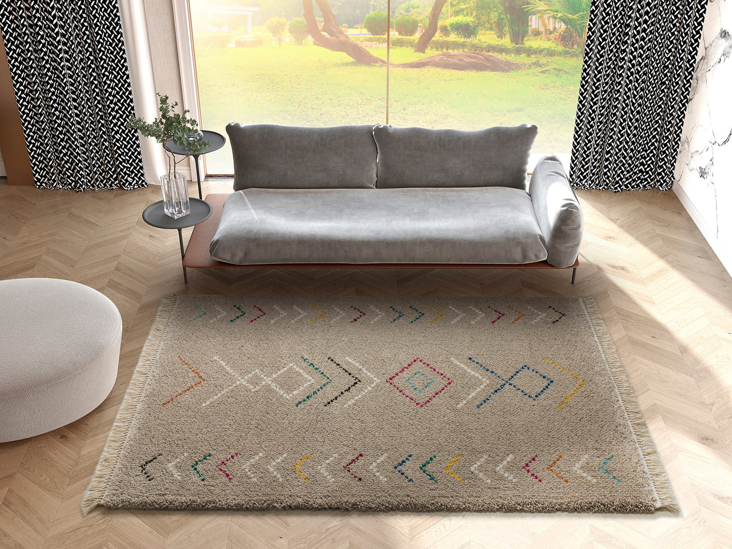 Moma Alfombra de pelo largo con flecos Ziri 812 Beige Ambiente