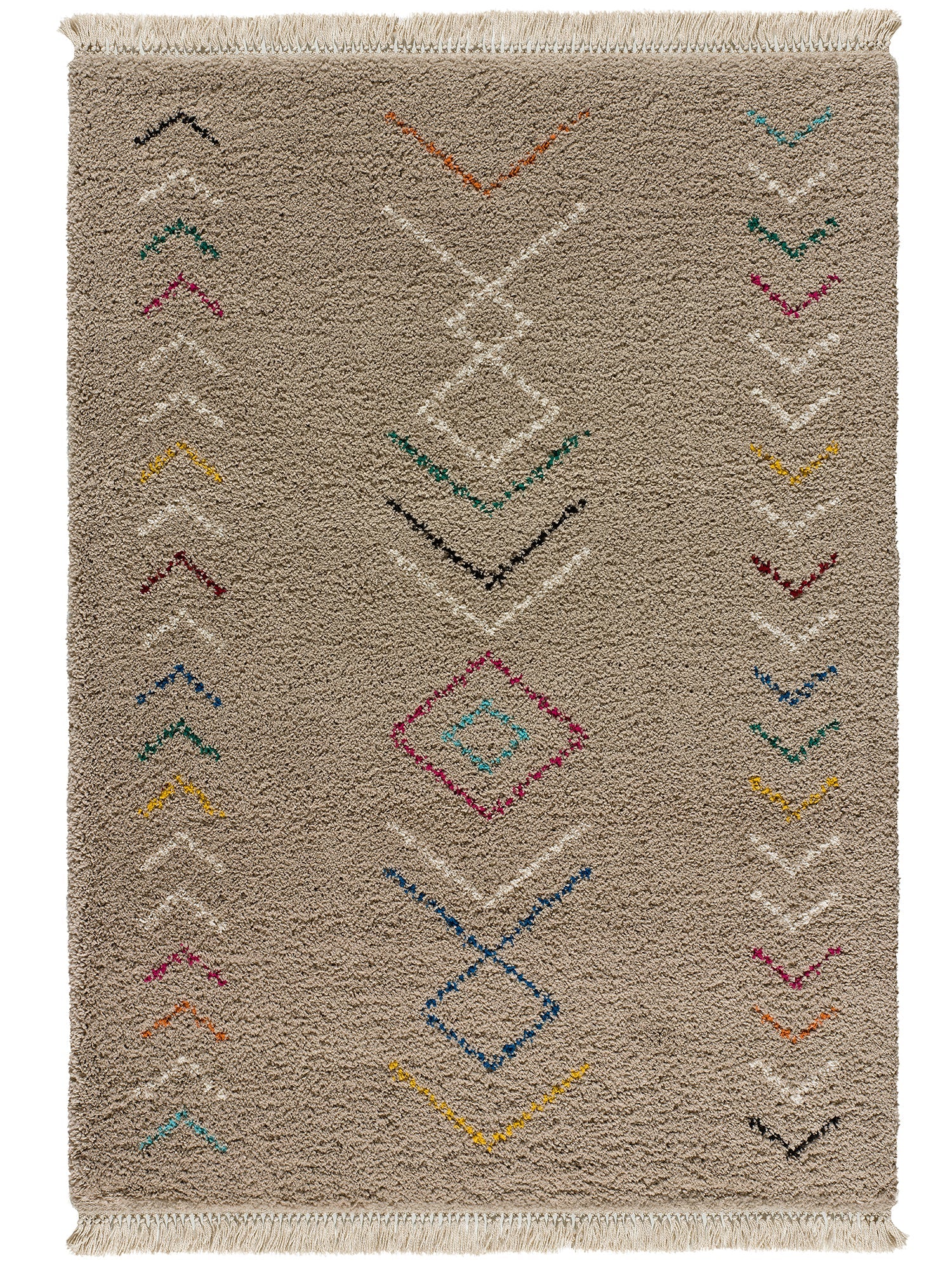 Moma Alfombra de pelo largo con flecos Ziri 812 Beige